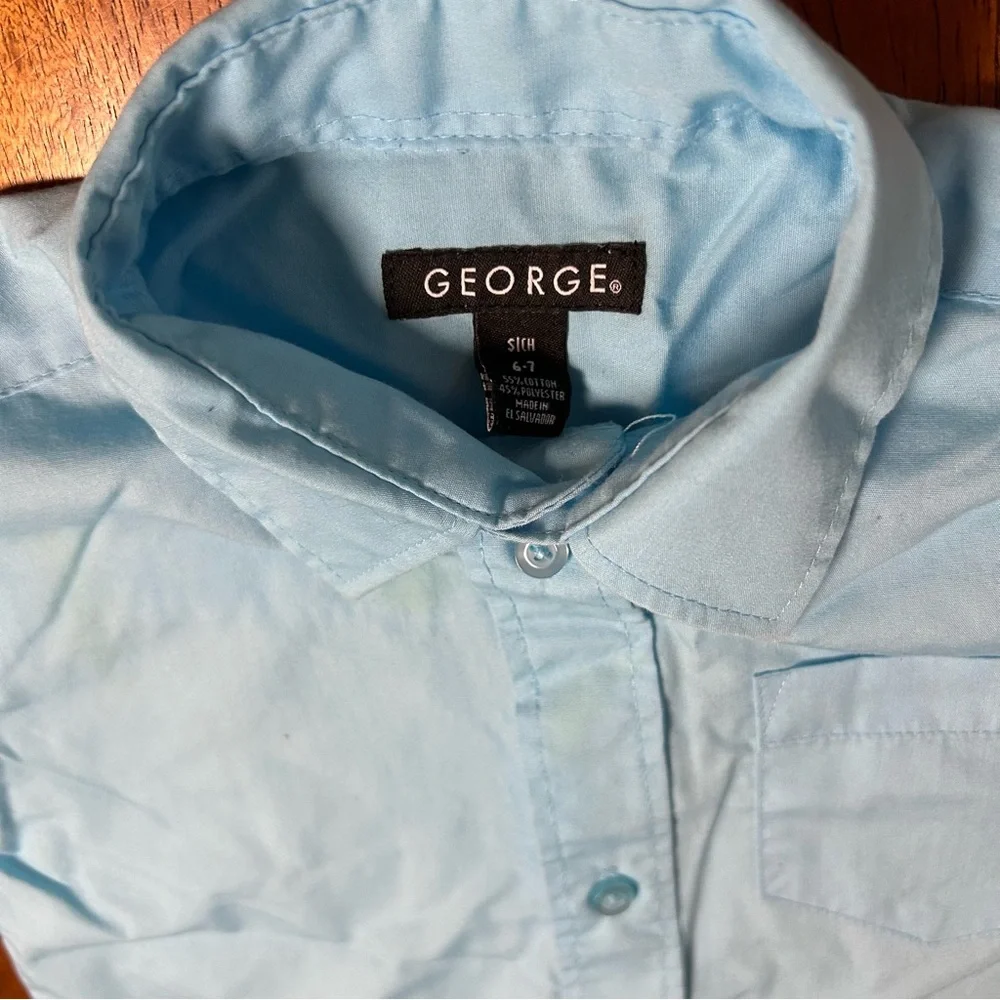 George Boys Light Blue Long Sleeve Dress Shirt — Size 6/7